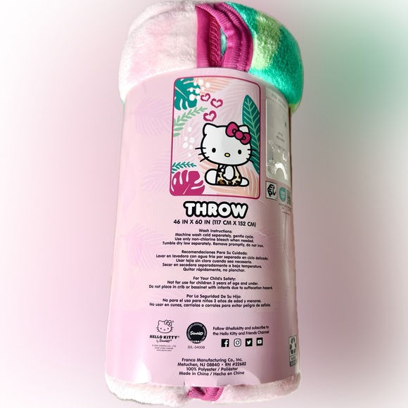 Cute Hello Kitty Blanket 46”X60”, Multicolored, Never Used - Picture 2 of 3